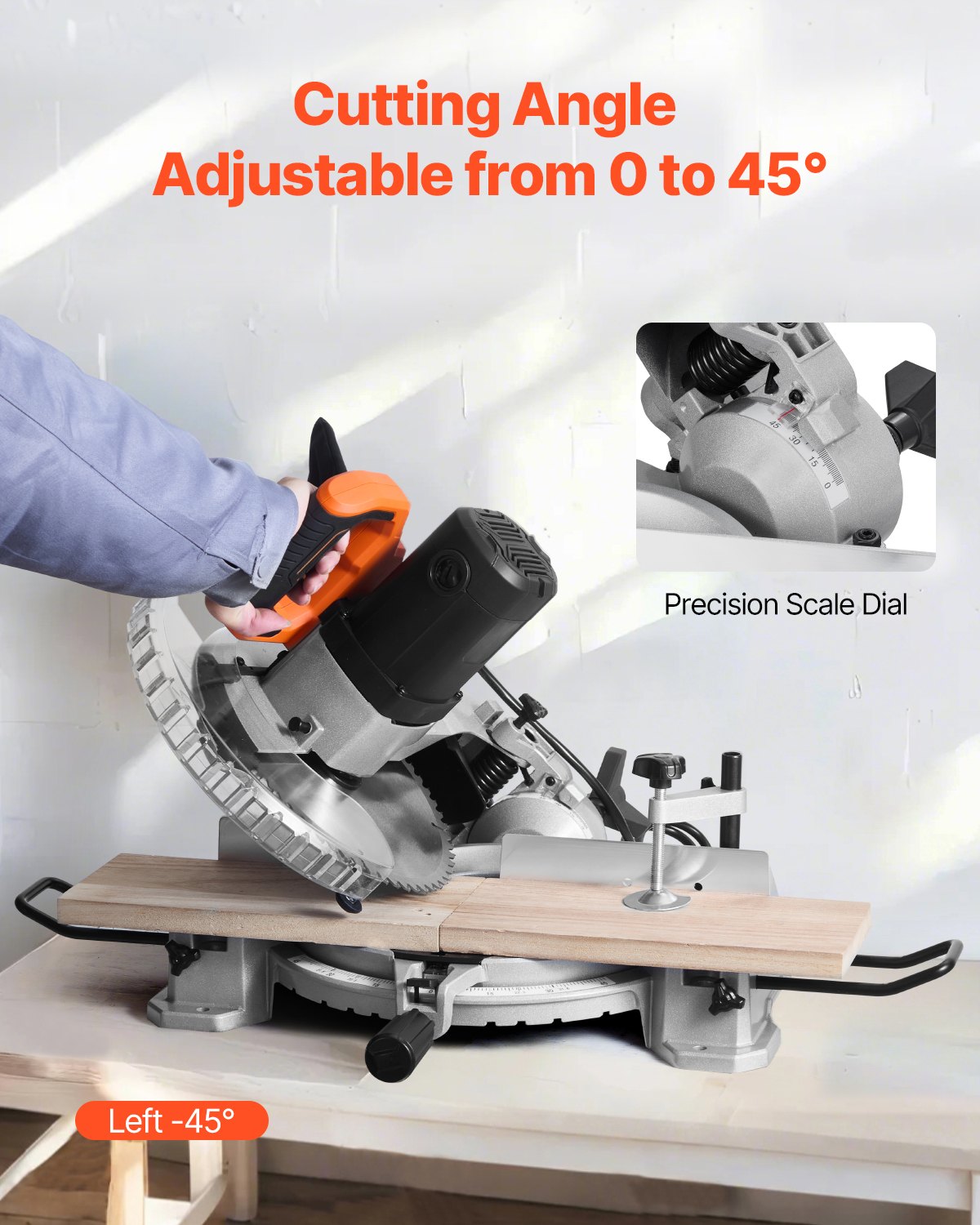 10-Inch Corded Compound Miter Saw with 15 Amp Motor & 60-Tooth Blade - Metallic