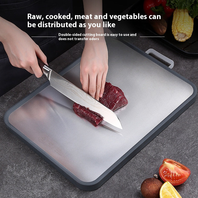 Antibacterial Stainless Steel Cutting Board with Sharpener - Medium Size Kitchen Utensil