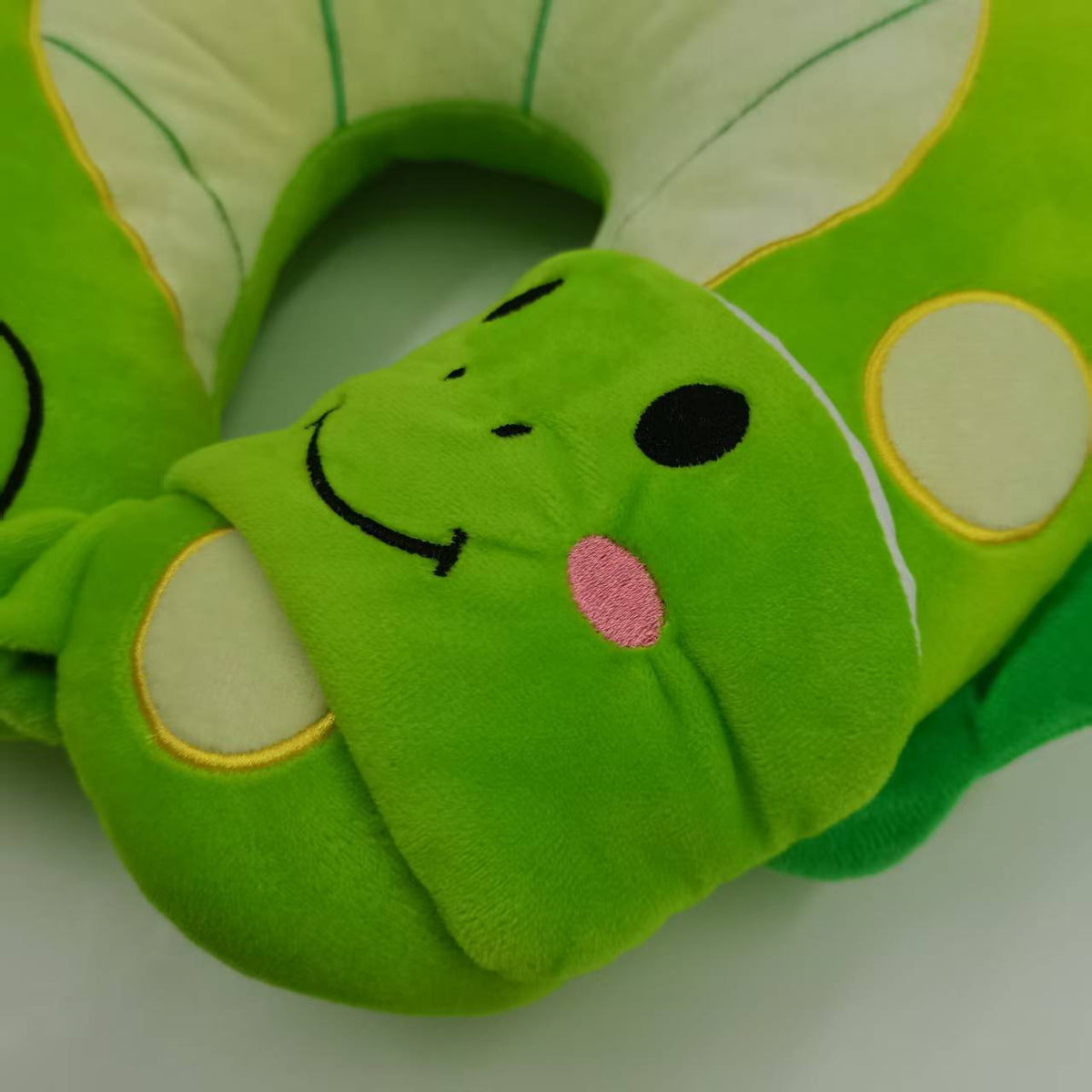 Green Dinosaur U-Shaped Travel Pillow for Napping & Comfort