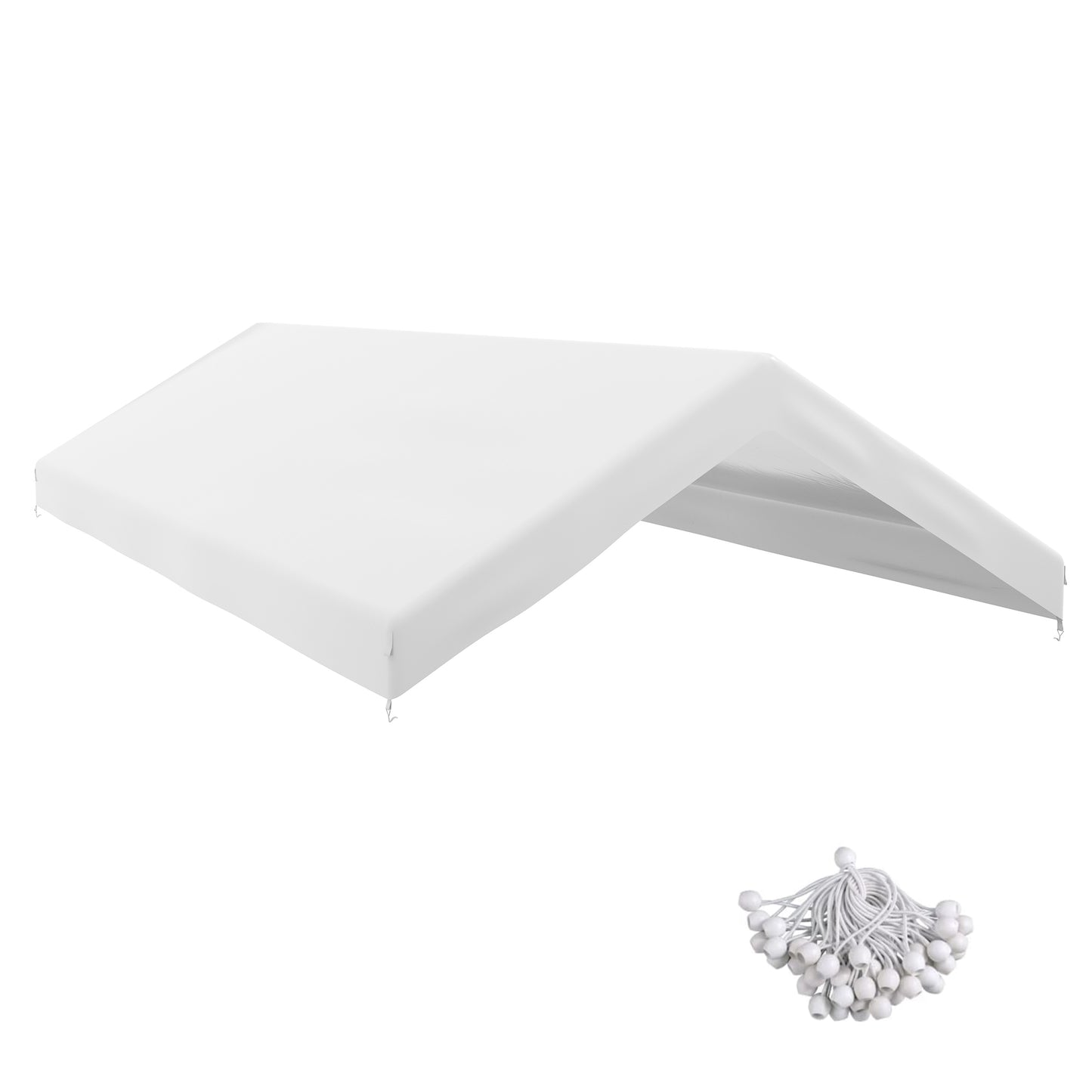 19.7' x 9.7' Carport Canopy Replacement Cover with Bungee Cords - White