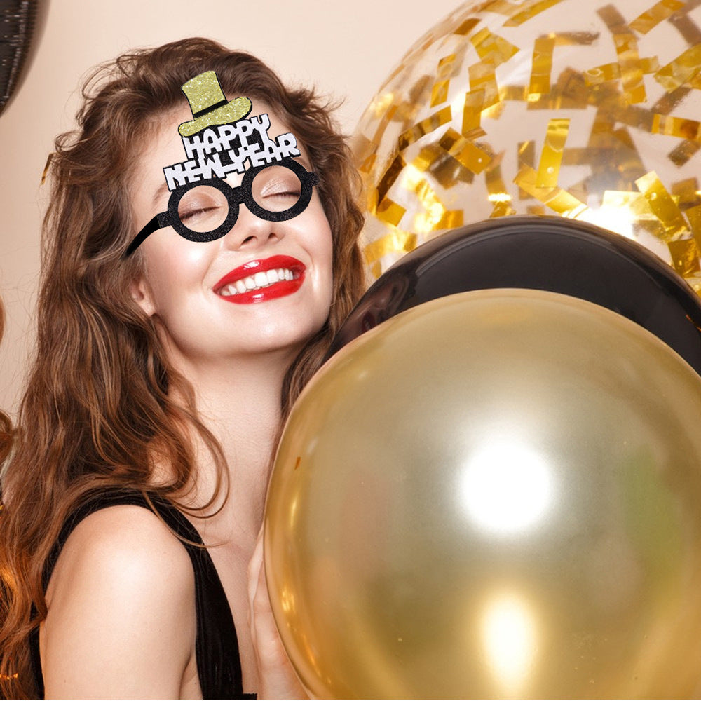Funny New Year Party Glasses Photo Props - Holiday & Celebration Accessories