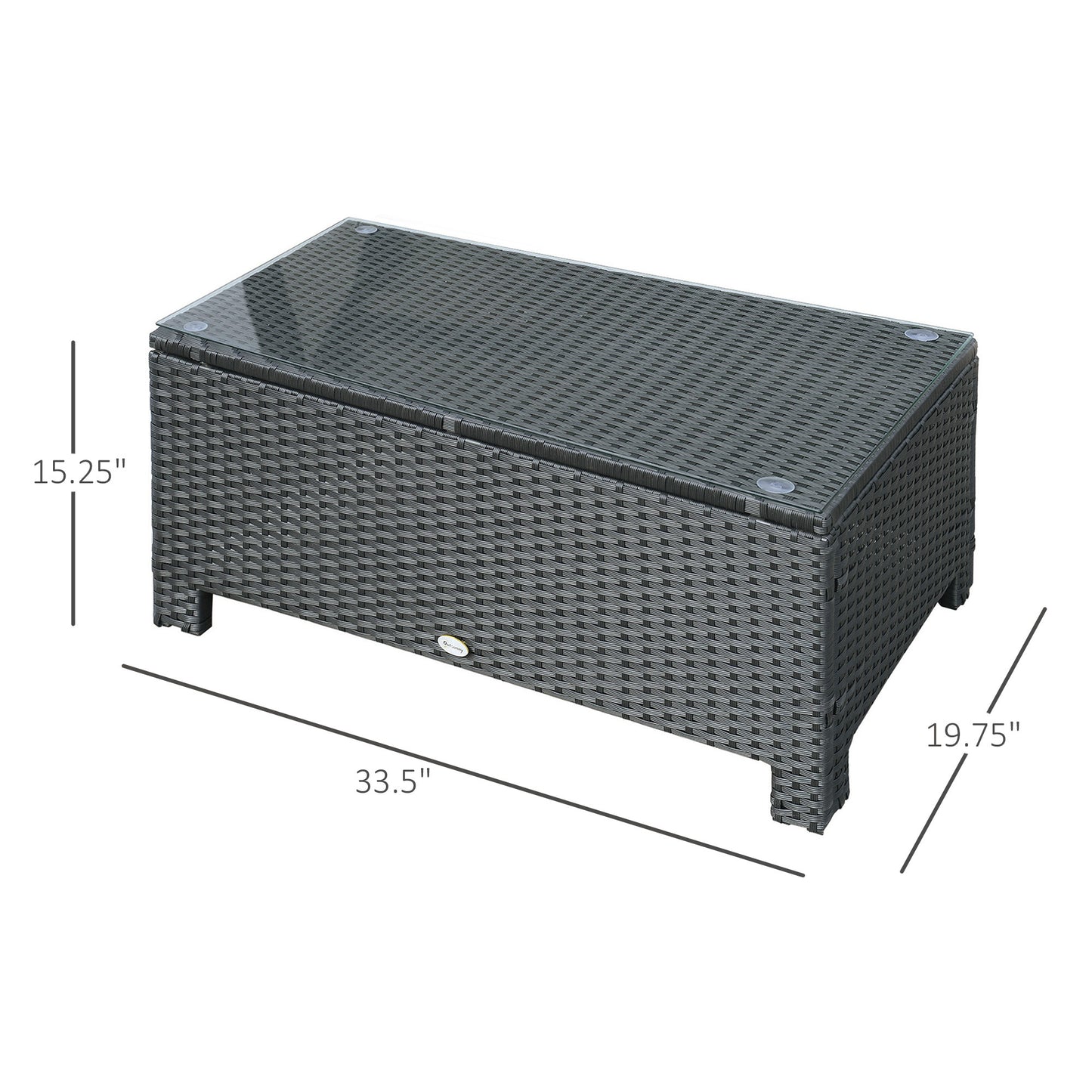 Outdoor Coffee Table - Hand-Woven PE Rattan, Weather Resistant, Black