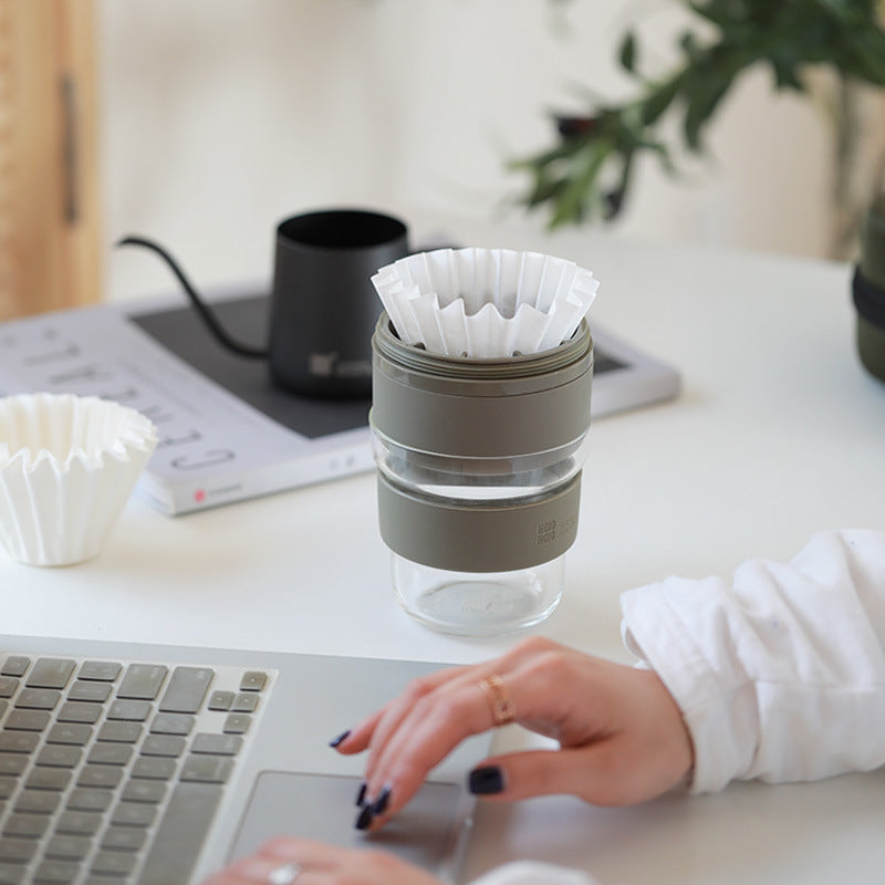 Portable Coffee Cup Set for Travel and Office - Heat-Resistant Glass & PP Material
