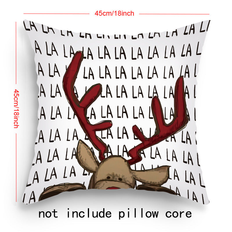 Holiday Cartoon Santa Claus Elk Pillow Cover 45x45cm Sofa Cushion Decor