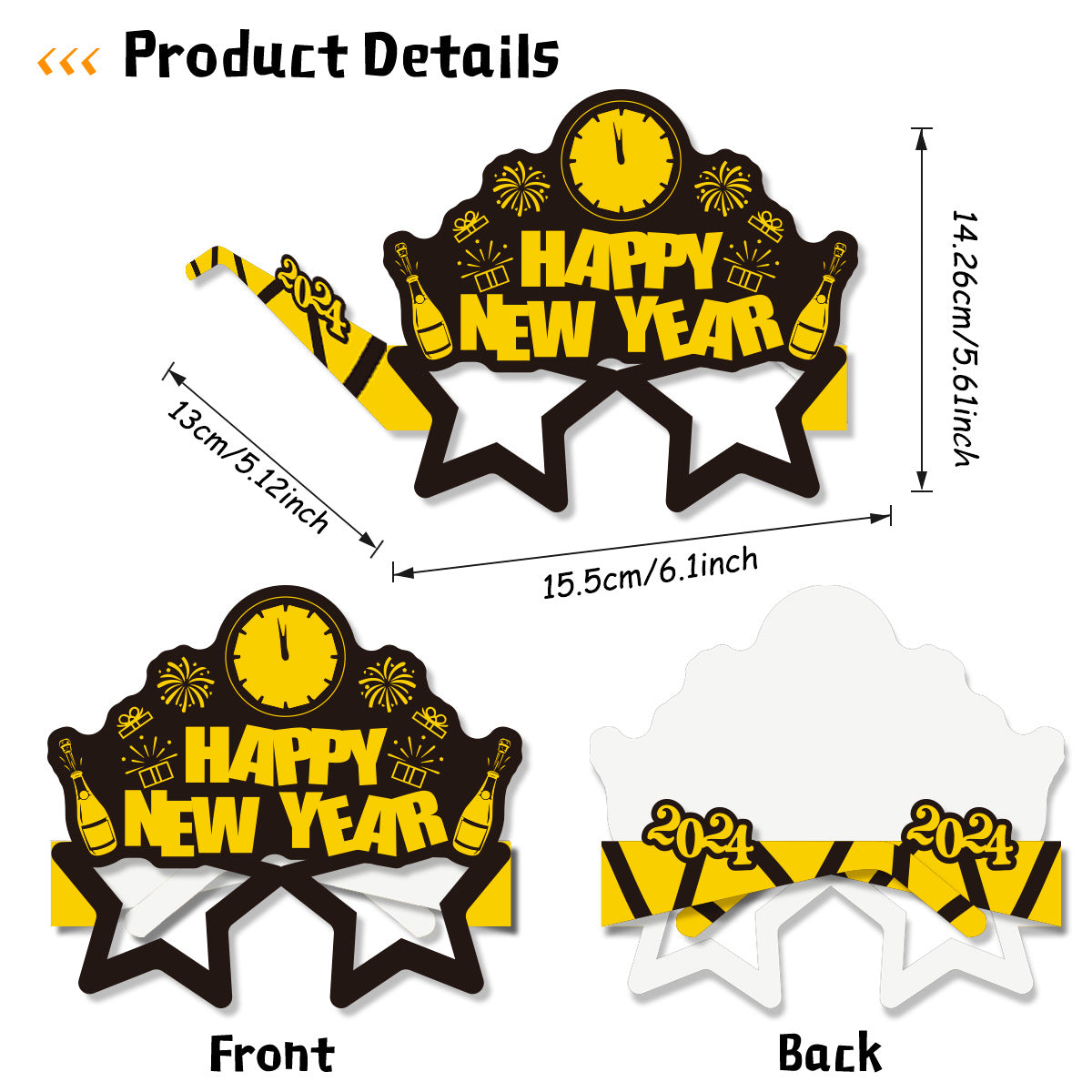 8pcs Happy New Year Party Photo Props Paper Glasses Decoration