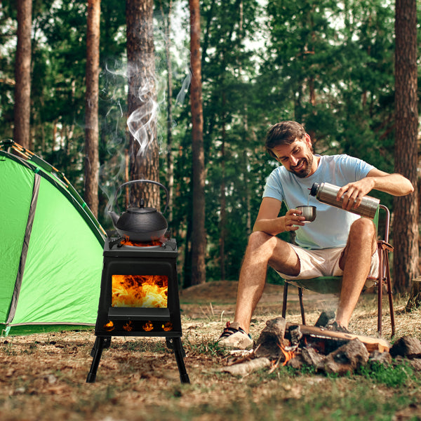 Portable Wood Camping Stove 36x36x46.5cm for Outdoor Cooking & Hiking