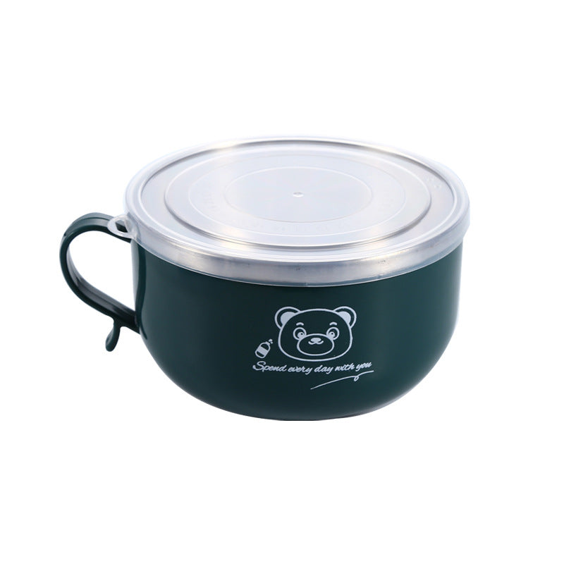 Stainless Steel Instant Noodle Bowl with Lid - Large Capacity, Portable Lunch Box for Adults