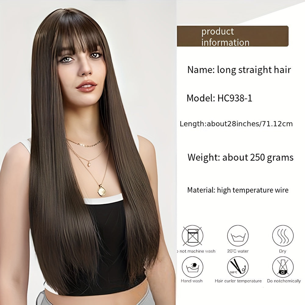 Long Straight Wig - European Style Human Hair