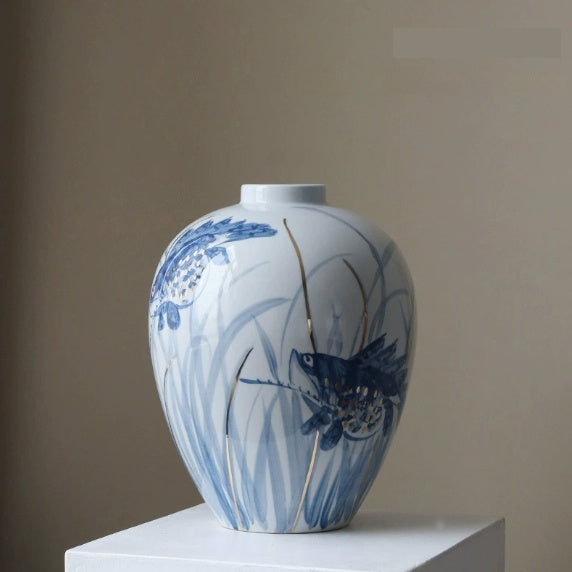 Minimalist Ceramic Vase 34x27x27cm - Hand-Painted Modern Home Decor