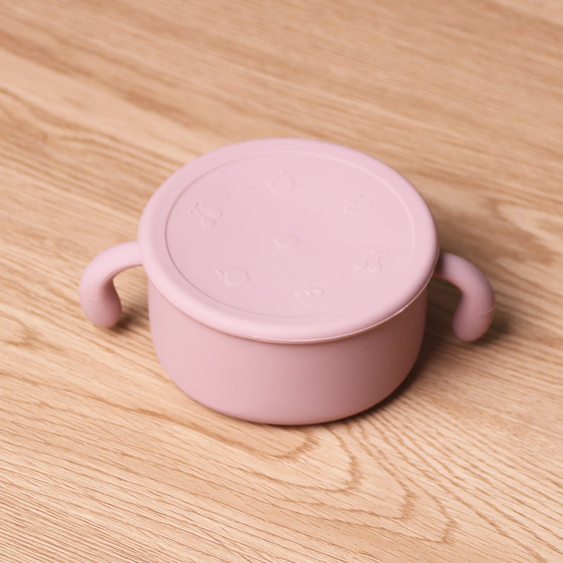 Children's Silicone Snack Bowl with Dustproof Lid and Handles for Kids