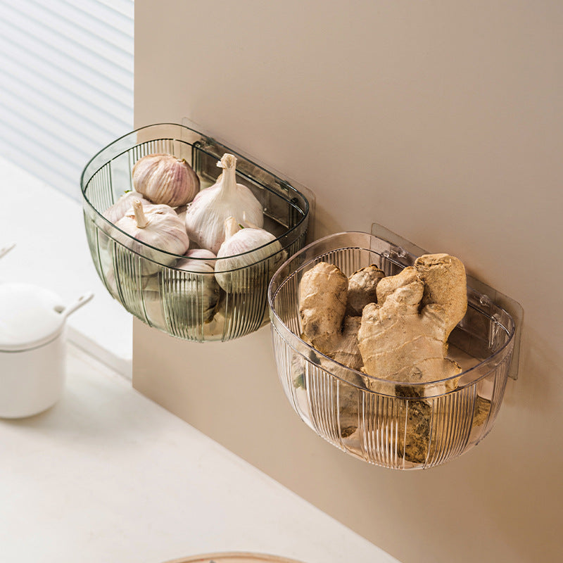 Wall-Mounted Storage Basket with Adhesive Backing for Kitchen, Bathroom & Home Organization