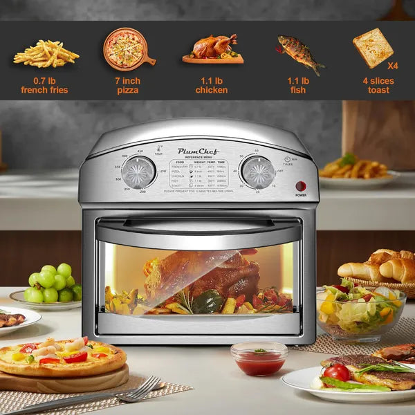 12L Stainless Steel Air Fryer with Dual Knob Control & Presets – Family Size Kitchen Appliance