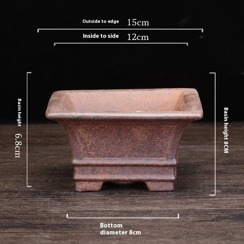 Rectangular Square Purple Clay Flowerpot for Home Garden & Balcony