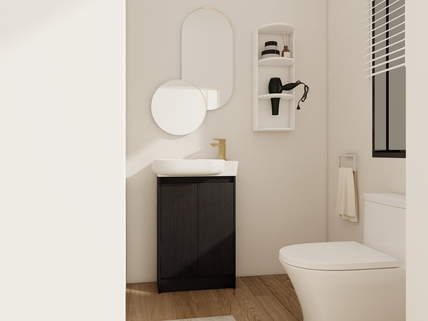 23 Freestanding Bathroom Vanity With Sink And Storage Rack, Soft