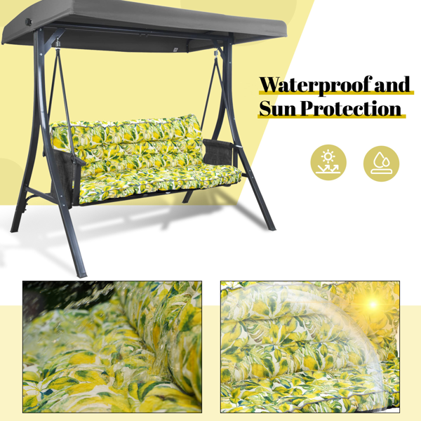 Outdoor Swing Cushions 63 Inch Waterproof 4-Inch Thick Replacement Seat with Backrest & Ties
