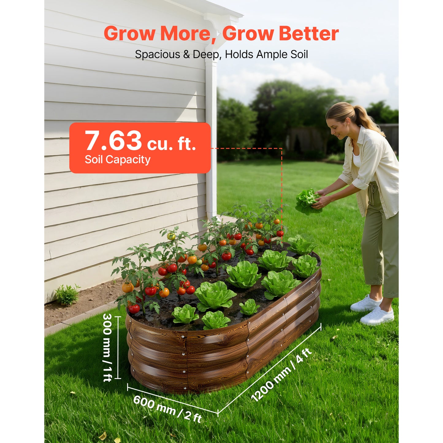 Galvanized Raised Garden Bed Kit - 4x2x1 Ft Outdoor Planting Box with Gloves