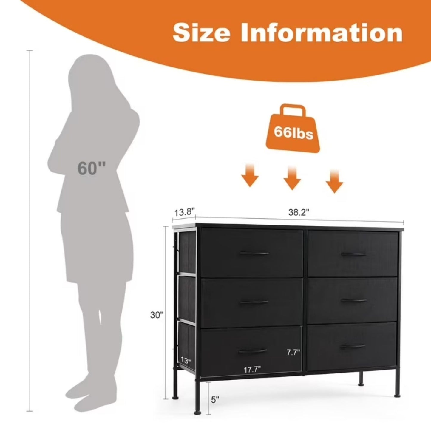 6 Drawer Fabric Dresser - Versatile Storage Cabinet for Home