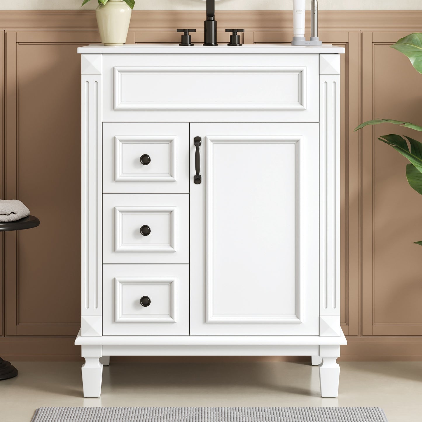24 Bathroom Vanity With Ceramic Sink, Small Sink Cabinet, Modern