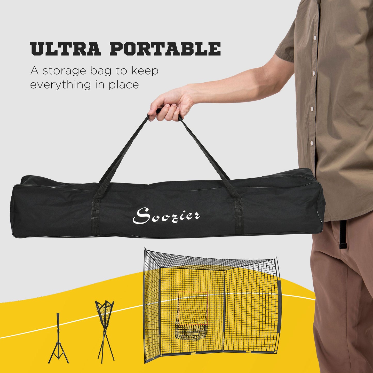 Portable Baseball Softball Batting Net with Tee & Caddy