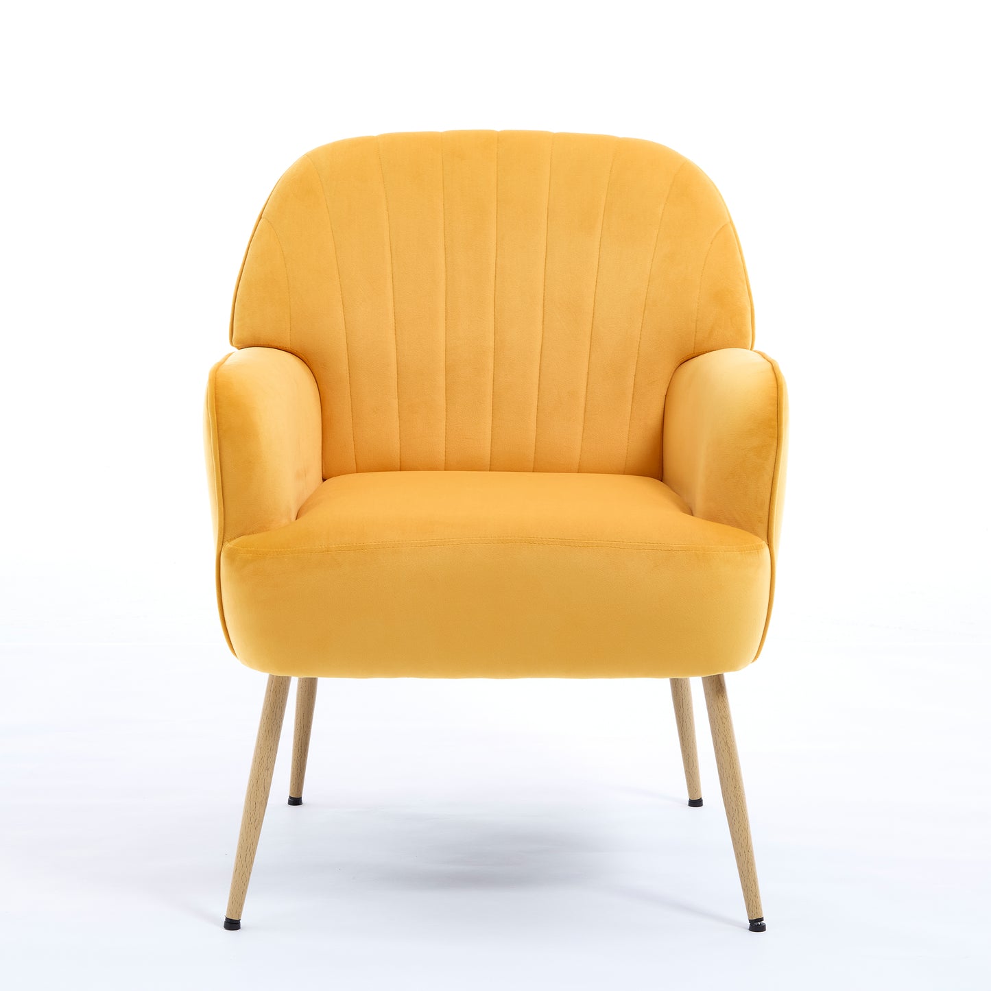 Yellow Velvet Accent Chair - Modern Upholstered Barrel Armchair