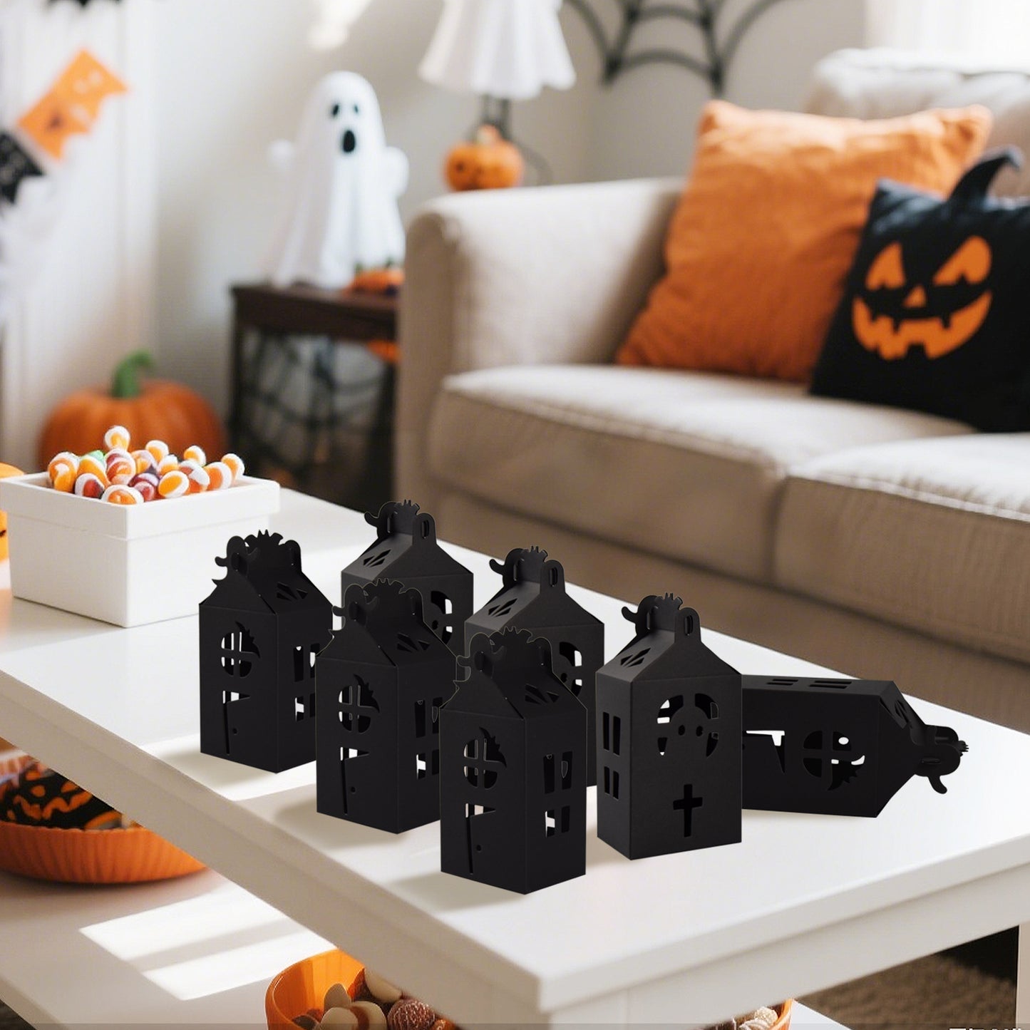20 Halloween Candy Boxes - Black Paper Party Supplies