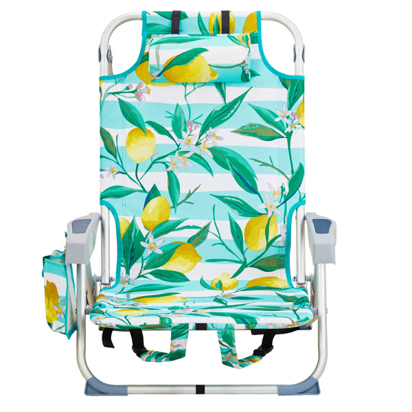 Folding Beach Chair with Lemon Pattern - Lightweight Aluminum Frame