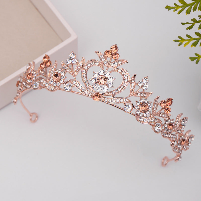Leaf Diamond Baroque Bridal Crown - Rose Gold