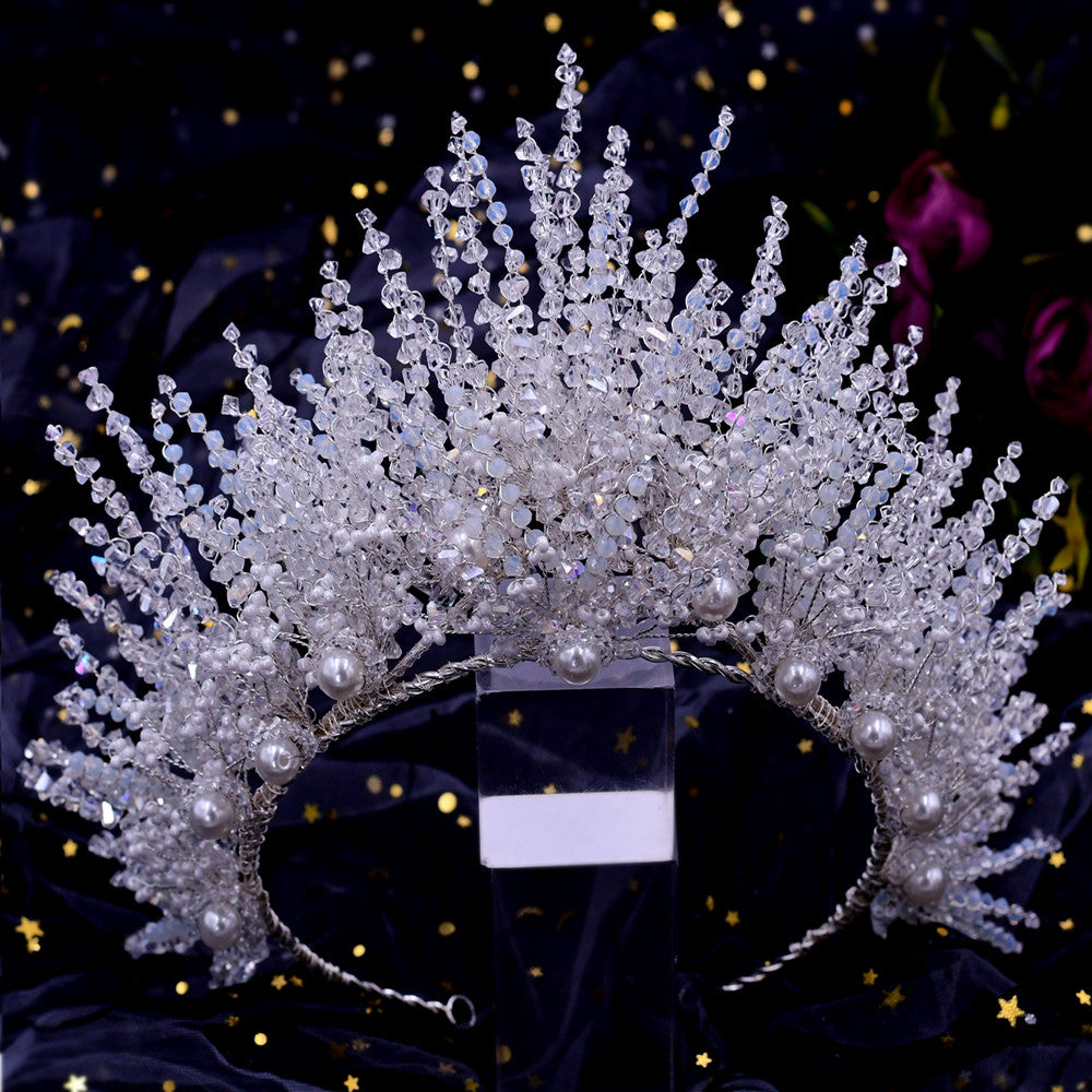 Silver Crystal Wedding Crown Tiara Headpiece