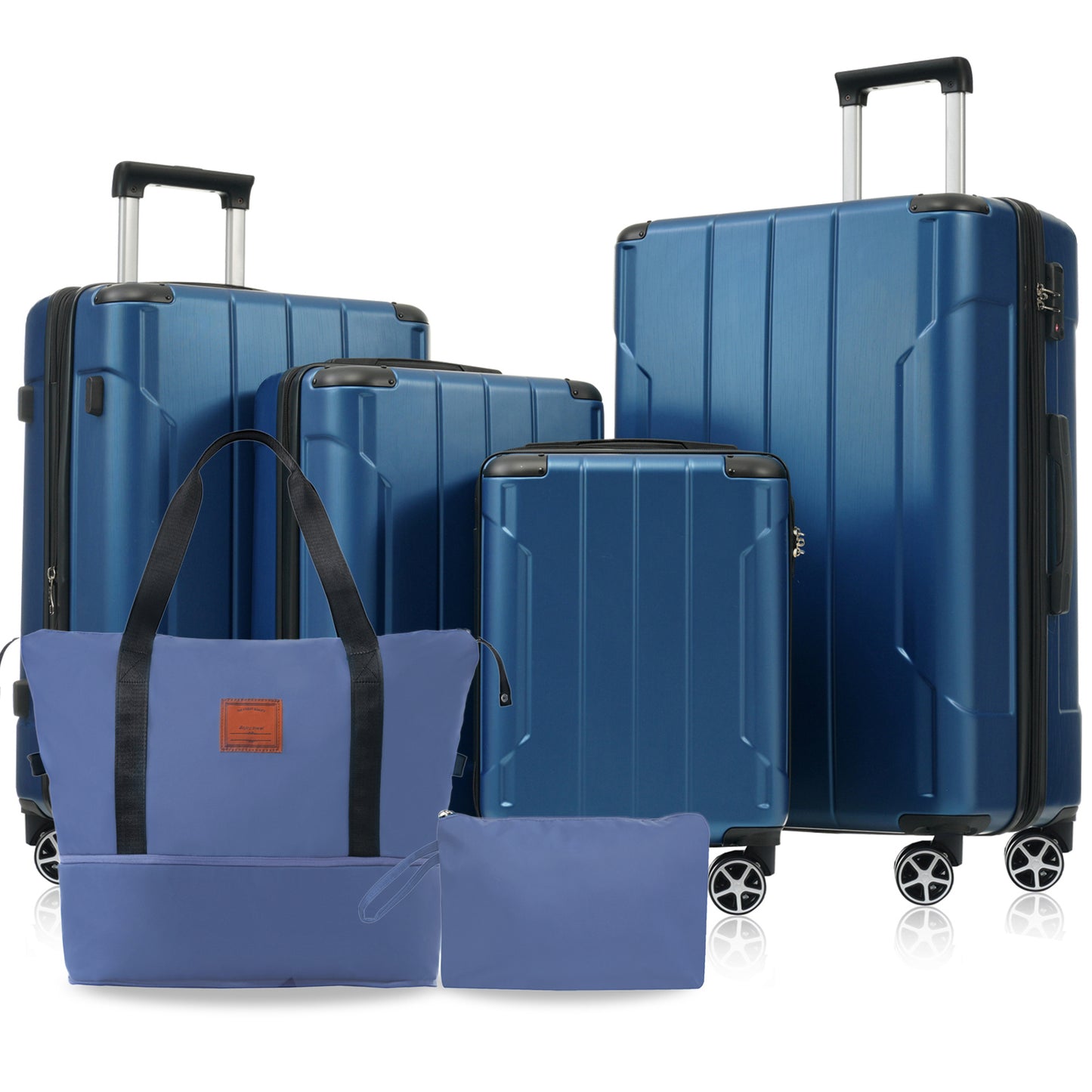 6-Piece Hardshell Luggage Set - Expandable Suitcases with TSA Lock - Blue
