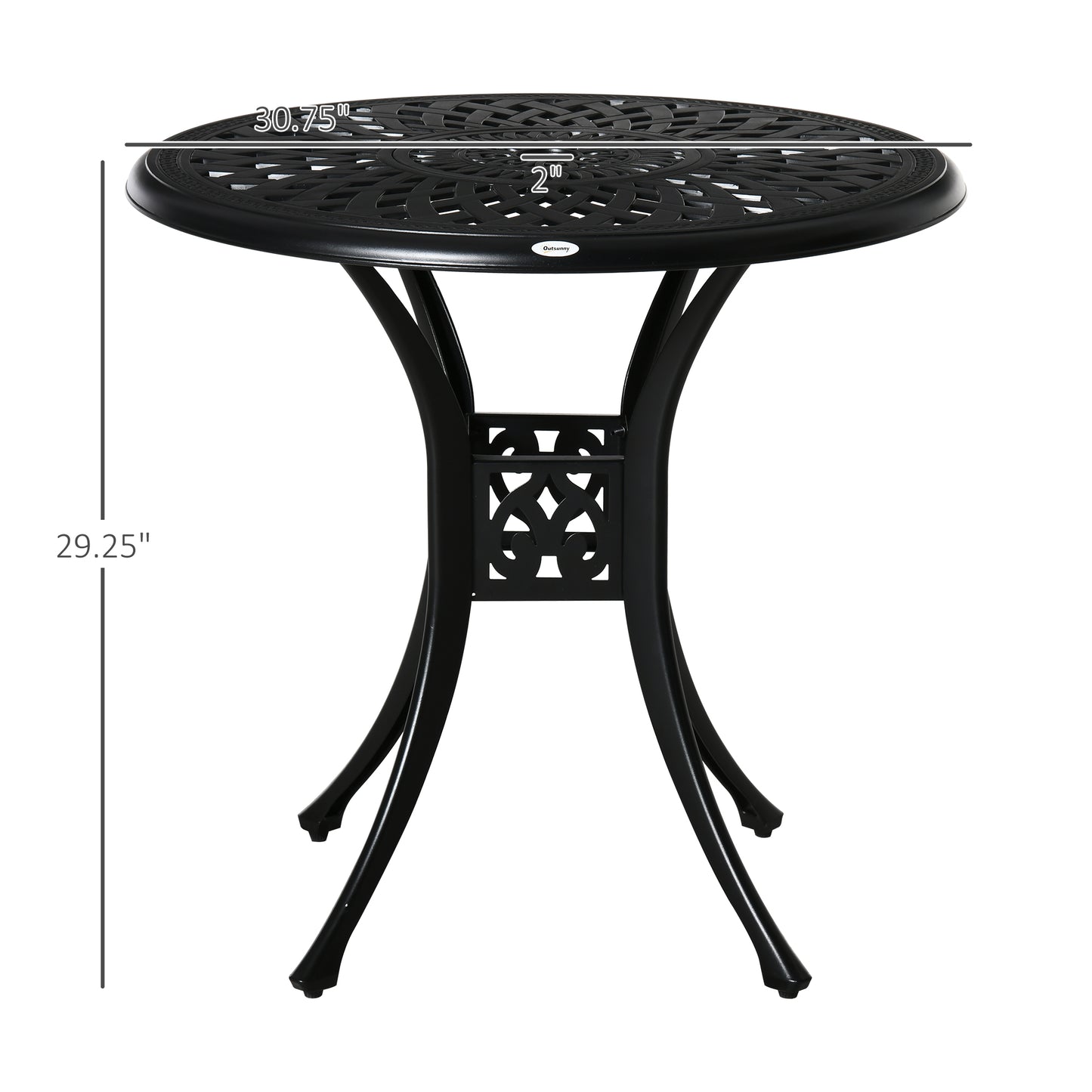 30" Round Outdoor Dining Table with Umbrella Hole - Black