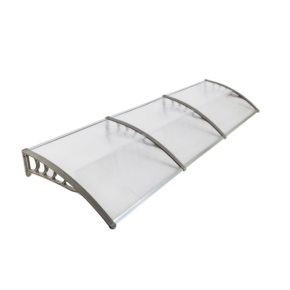 Outdoor Window Awning Canopy 120x38 Inch Polycarbonate Cover Sun Rain Snow Protection Grey