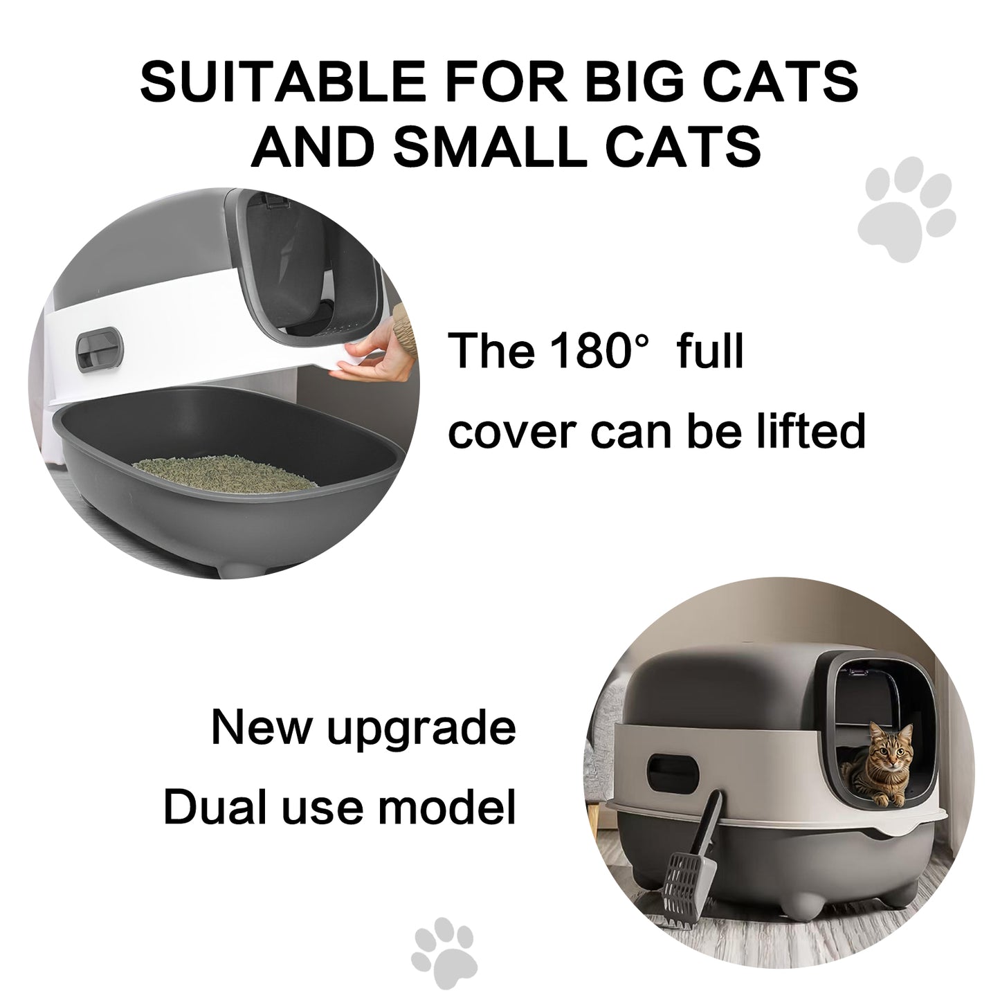 Splash Proof Cat Litter Box with Lid, Easy Clean Drawer Design, Odor Control