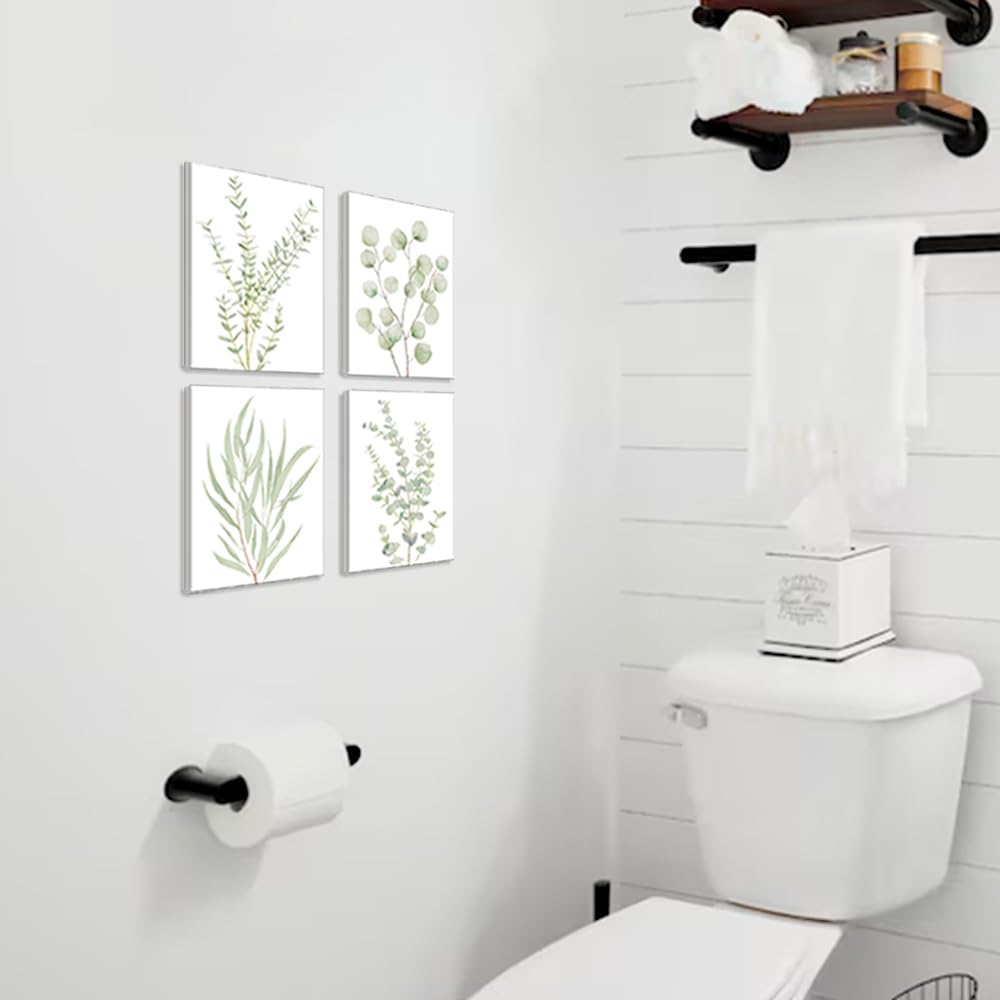 Botanical Plant Canvas Wall Art Set - 4 Framed Prints, 8x10in