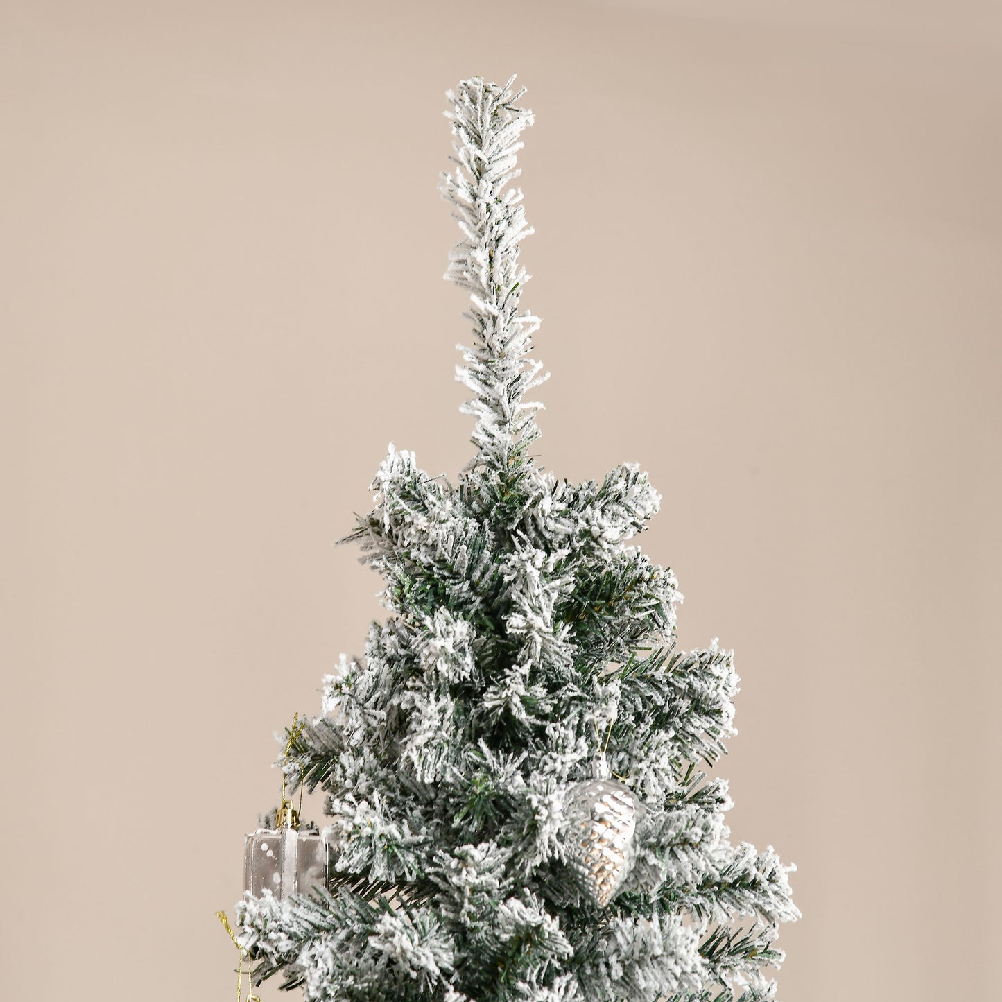 7.5' Tall Snow-Flocked Slim Artificial Christmas Tree - Green