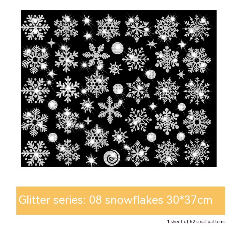 Glitter Decorative Wall Stickers Christmas Snowflake Set for Festive Wall Decor