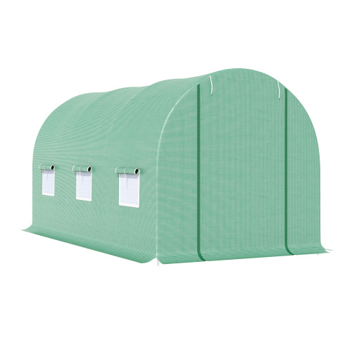 Walk-In Greenhouse 15x6x7 ft with Steel Frame, Ventilation & Door - Garden Plant House