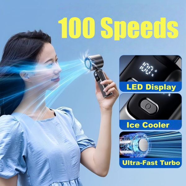 Portable Handheld Mini Turbo Fan with Ice Cooling Technology - Dark Gray
