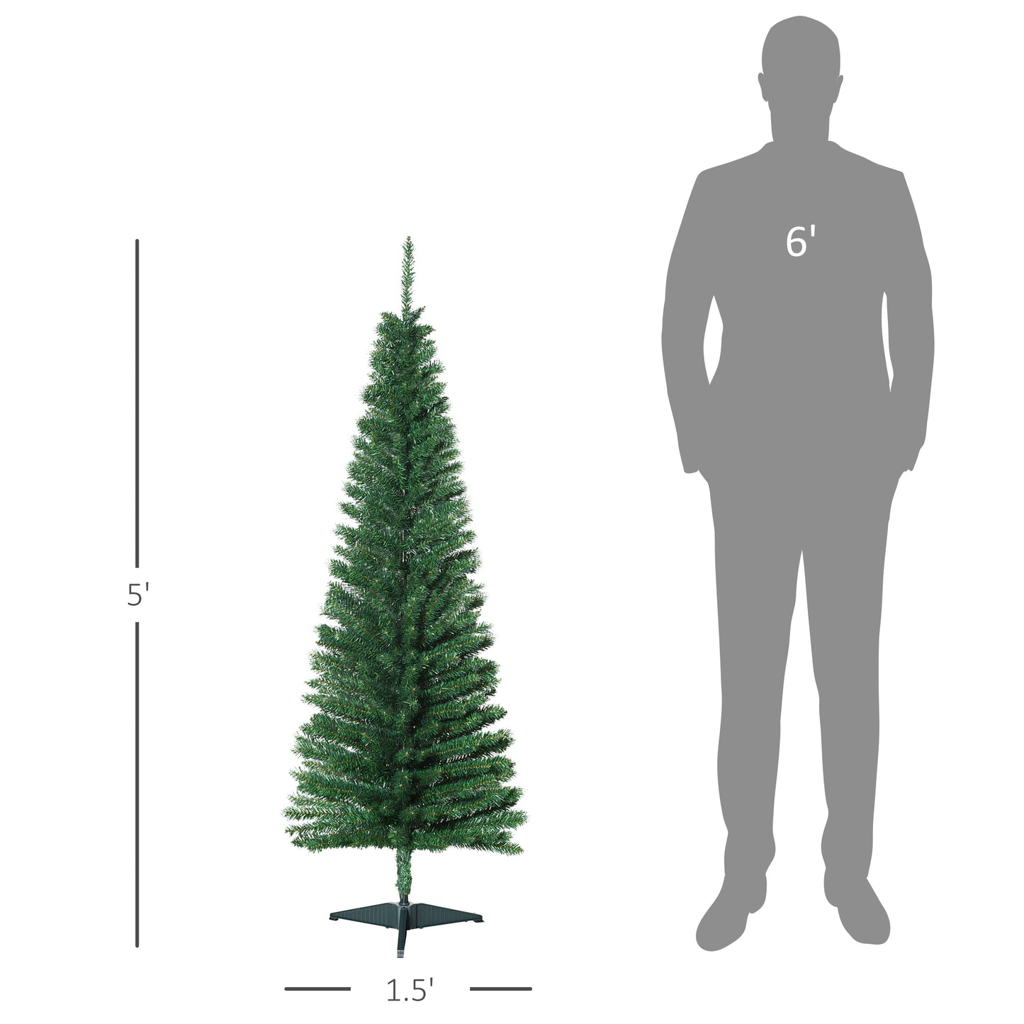 5ft Slim Artificial Christmas Tree with 294 Branch Tips - Green