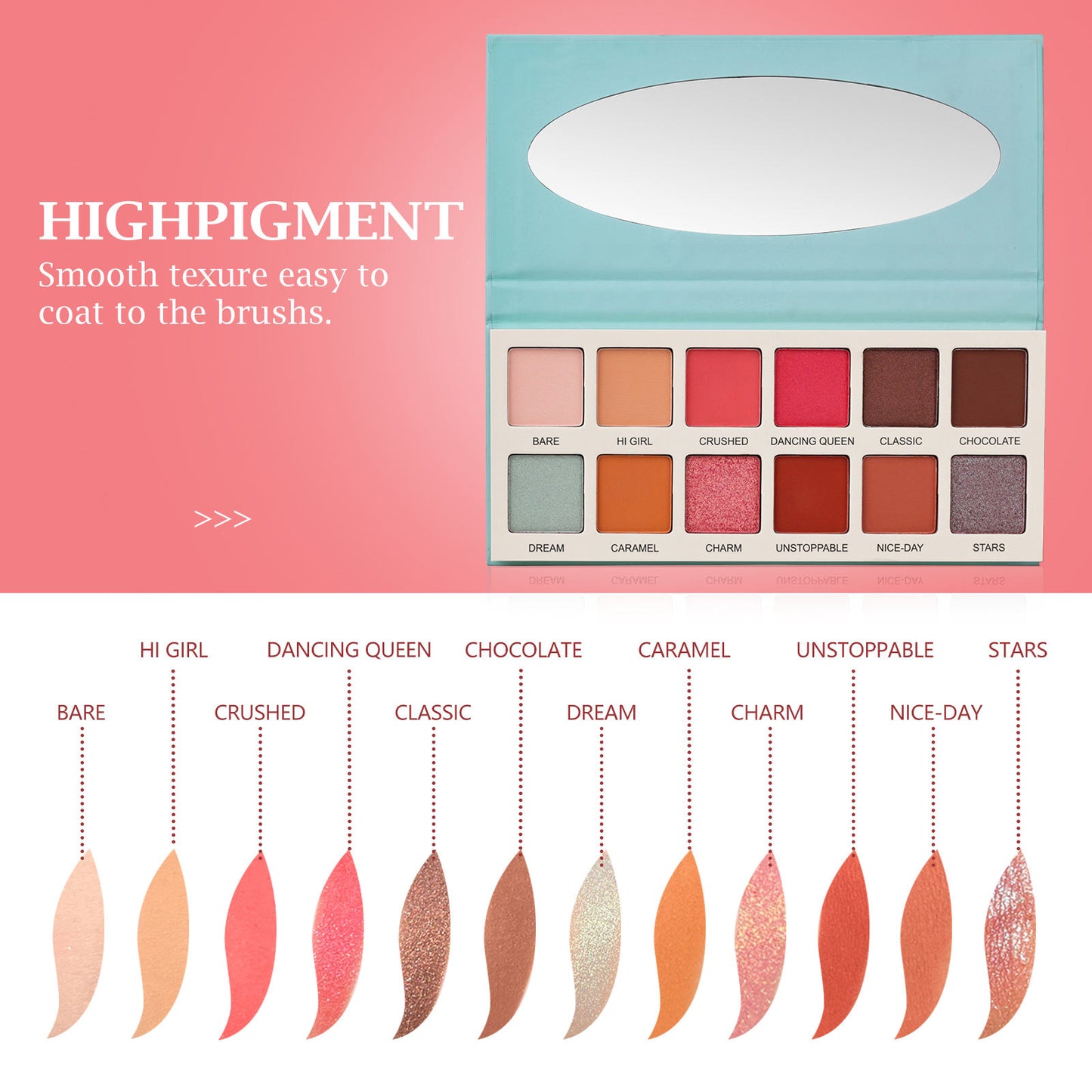 12-Color Eyeshadow Palette - High Pigment Shimmer & Matte Makeup Set