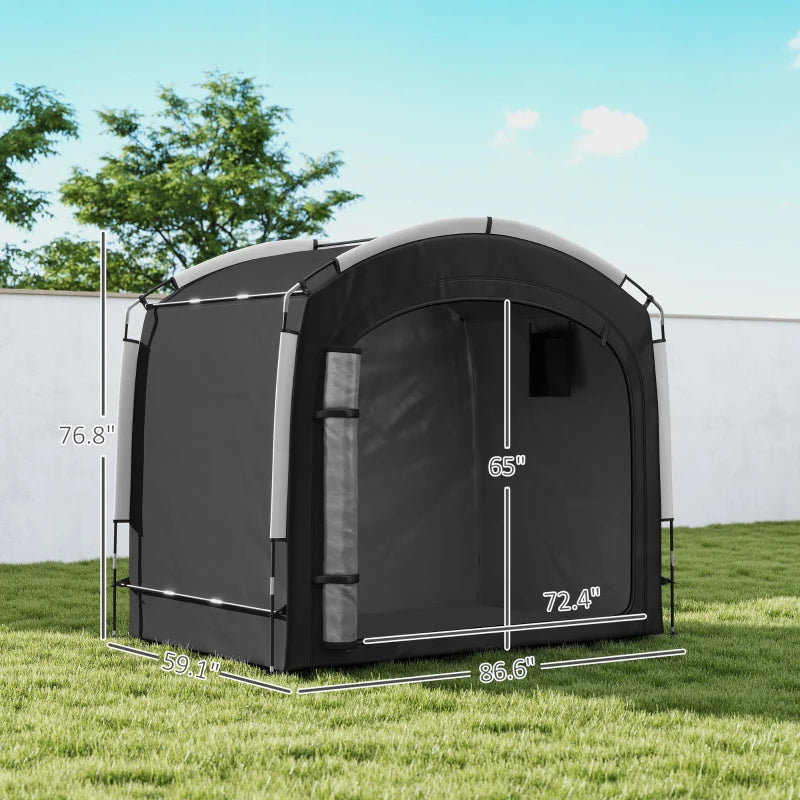 Portable Waterproof Bike Storage Tent for 3-4 Bicycles - Black Garden Shed