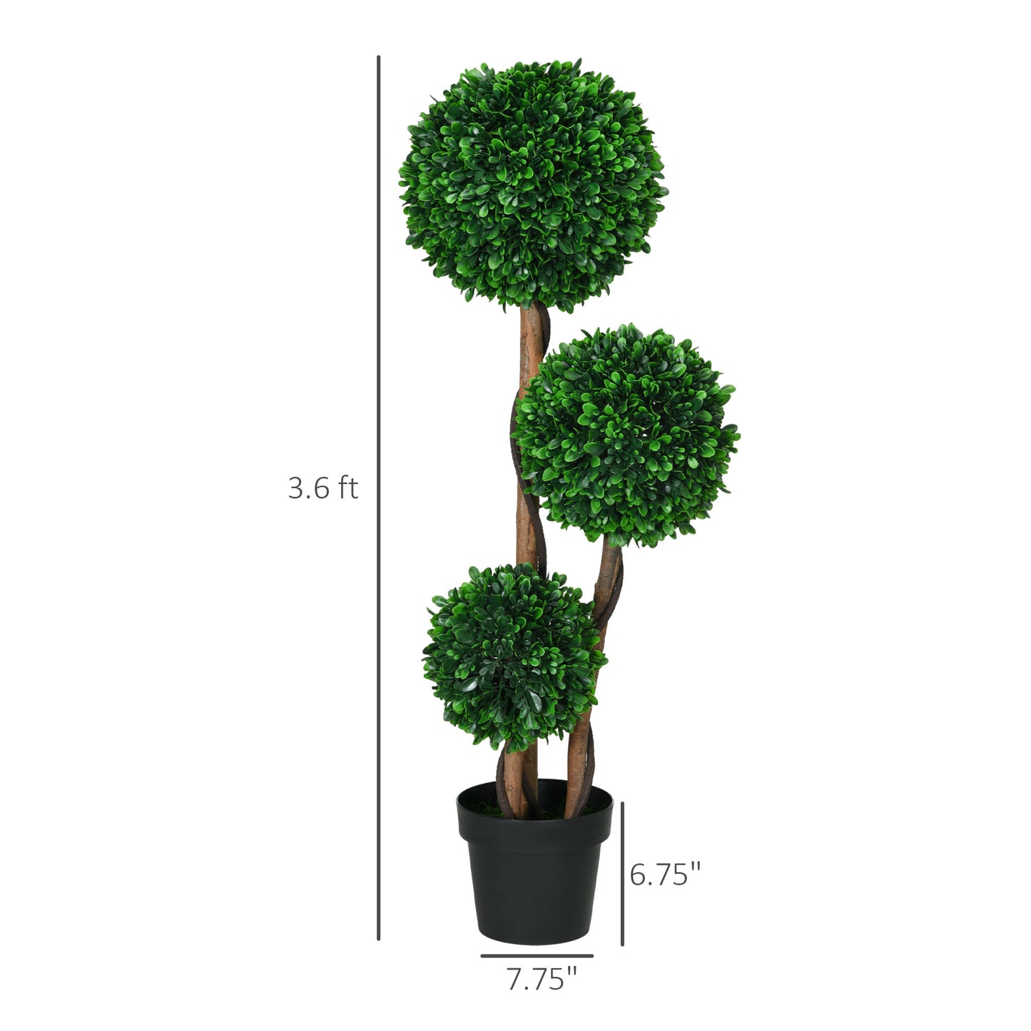 3.5ft Artificial Boxwood Topiary Tree with Sandalwood Leaves - Green