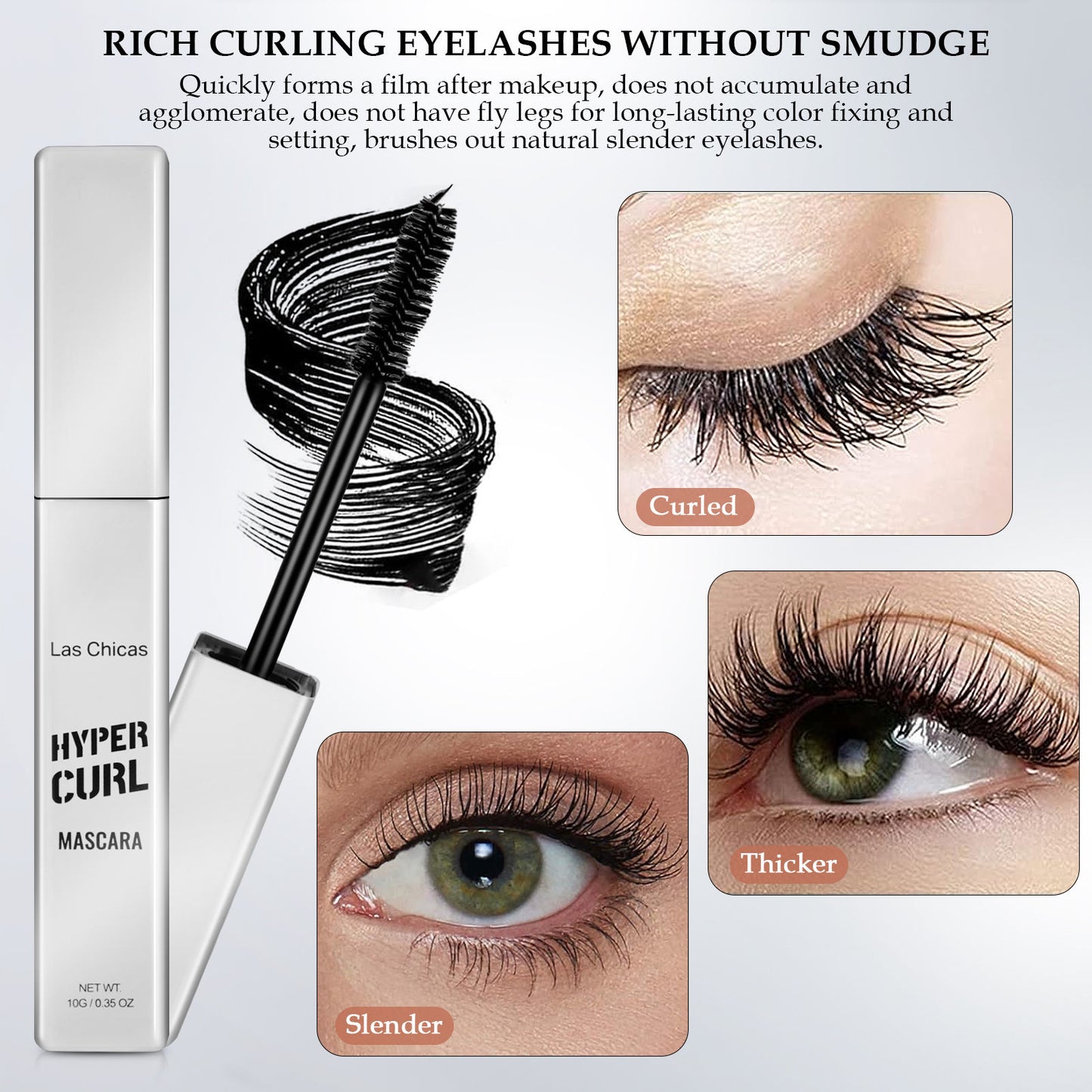 2-Pack Waterproof Volumizing Mascara - Long-Lasting Black Lengthening Cream