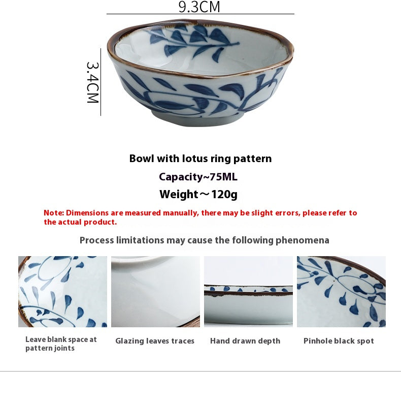 Ceramic Underglaze Sauce Dishes Set - 4 Inch Food Bowl for Catering & Snacks
