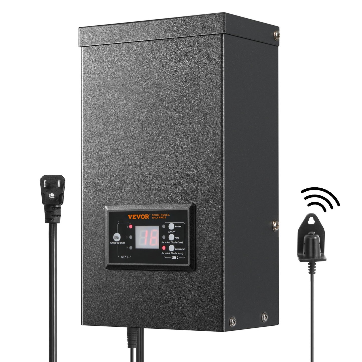 600W Low Voltage Landscape Transformer with Timer & Photocell - Waterproof Outdoor Lighting