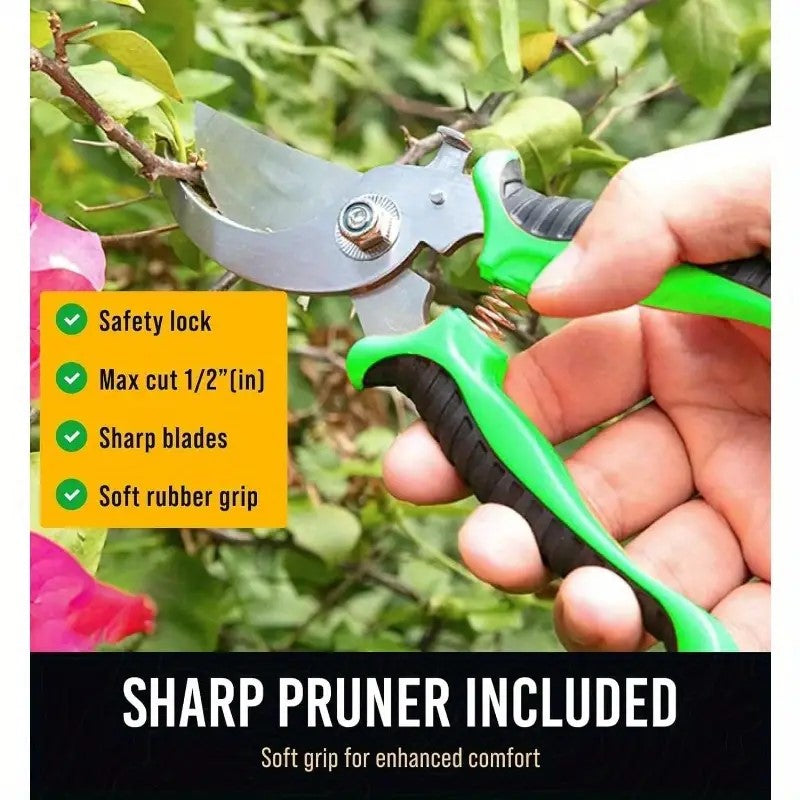 8-Piece Garden Tool Set with Storage Tote and Ergonomic Handles