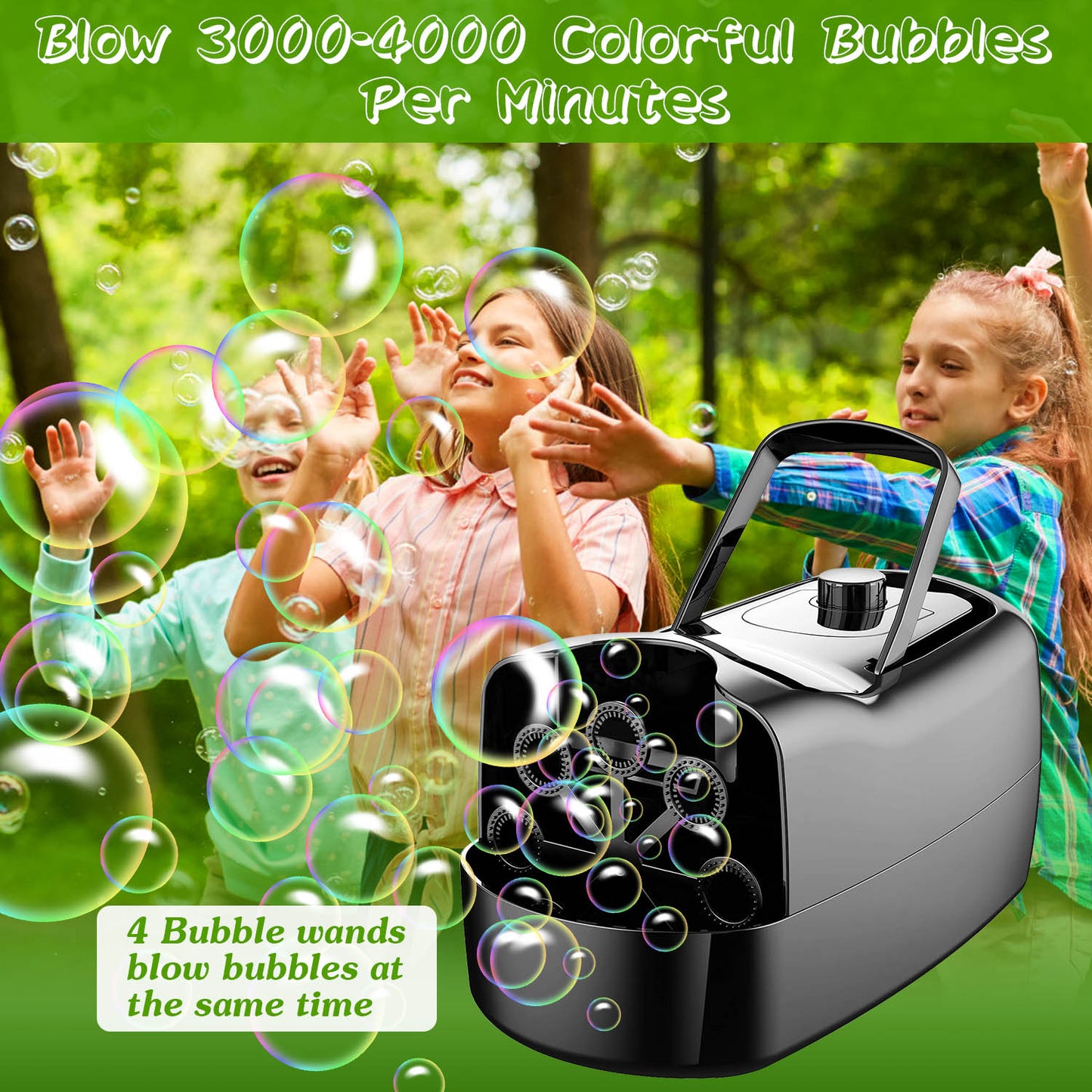 Automatic Bubble Maker - Portable Bubble Blower with 2 Speeds