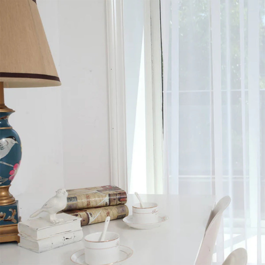 Minimalist White Sheer Curtain with Multiple Styles & Sizes