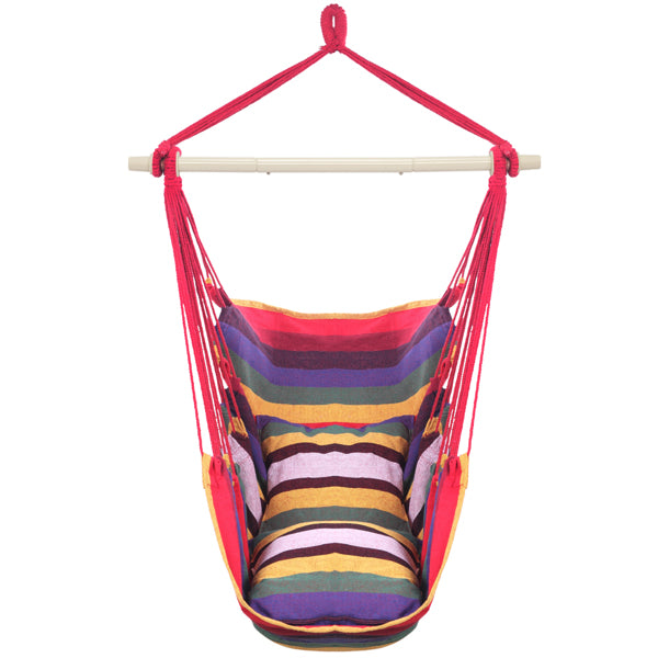 Rainbow Hanging Chair with 2 Pillows - Cotton Canvas