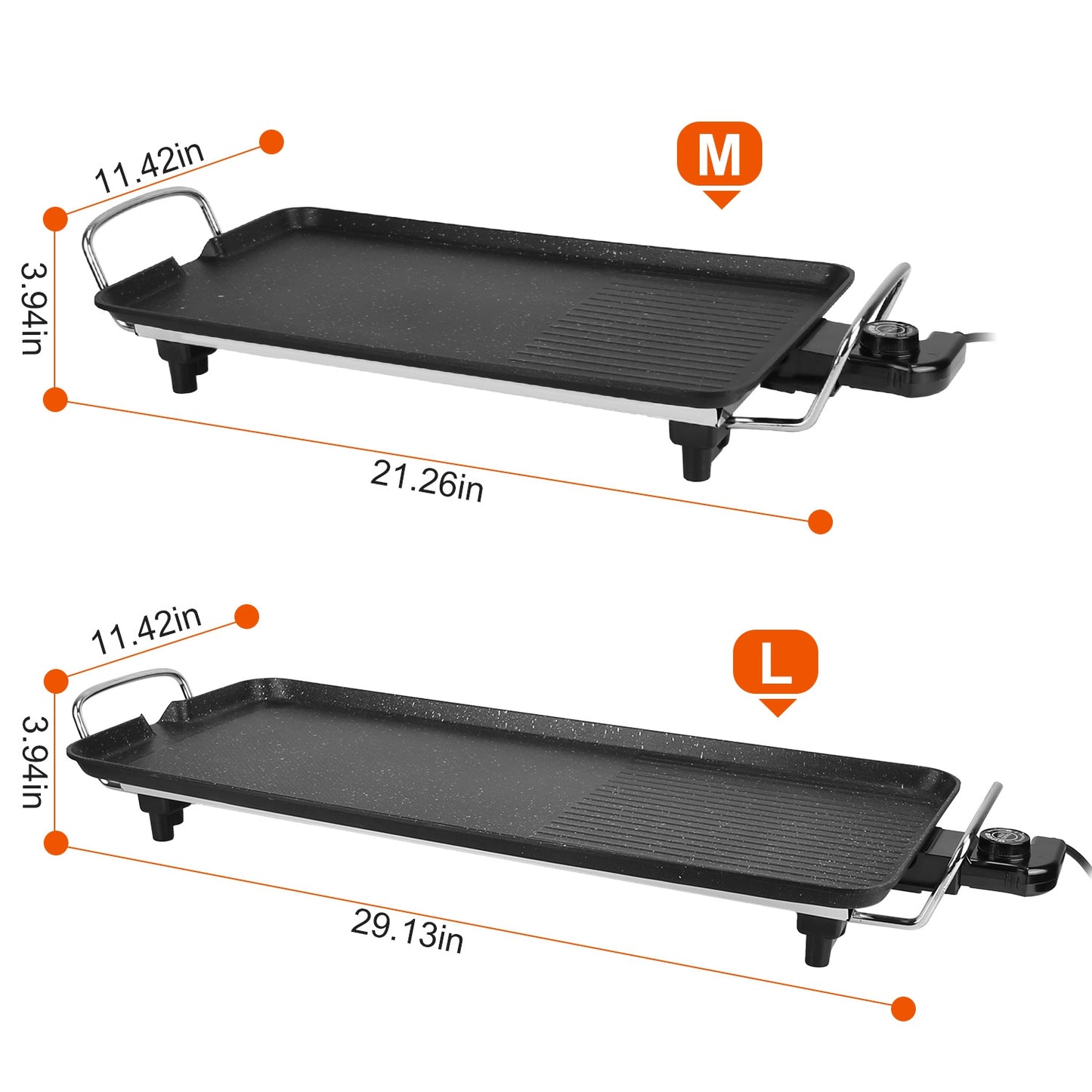 Electric Grill Griddle with Non-Stick Surface, 1500W, Indoor Outdoor Use
