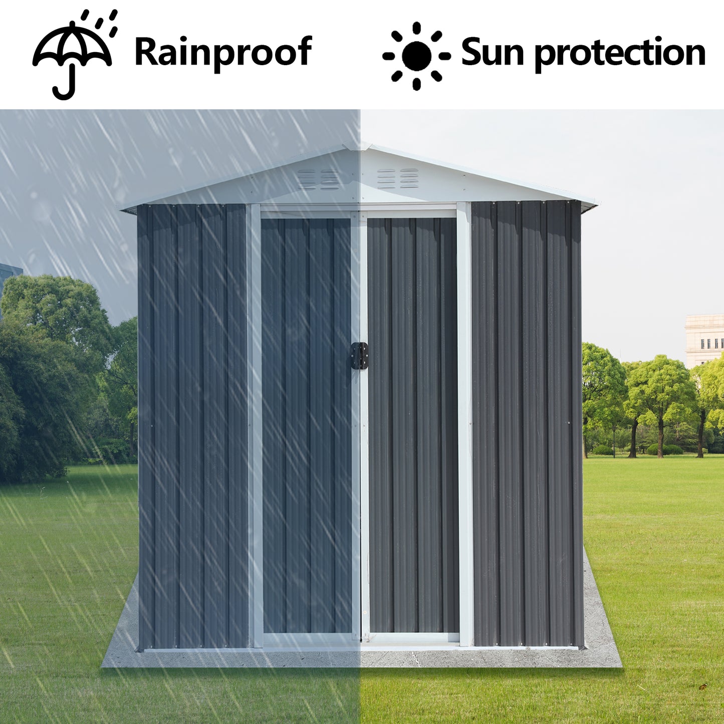 Outdoor Storage Shed 6FT x 4FT Apex Roof - Grey
